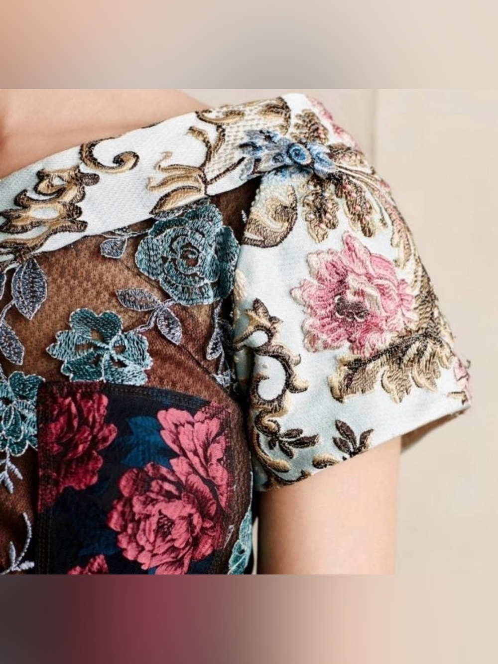 Beguile By Byron Lars Pierced Brocade Dress With BELT Sz 6 - Picture 3 of 9